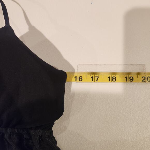 Wet Seal Y2K Womens Black Satin Floral Empire Waist Mini Dress Size Large 90s - Picture 6 of 8